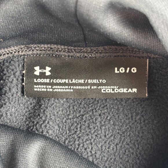 Under Armour Sweatshirt Women L Black ColdGear Funnel Neck Fleece Pullover Train - Picture 10 of 12